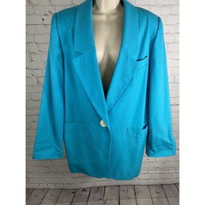 VTG Lynn Greene Light Blue Notch Lapel Single Button Jacket Blazer Women’s Sz 10